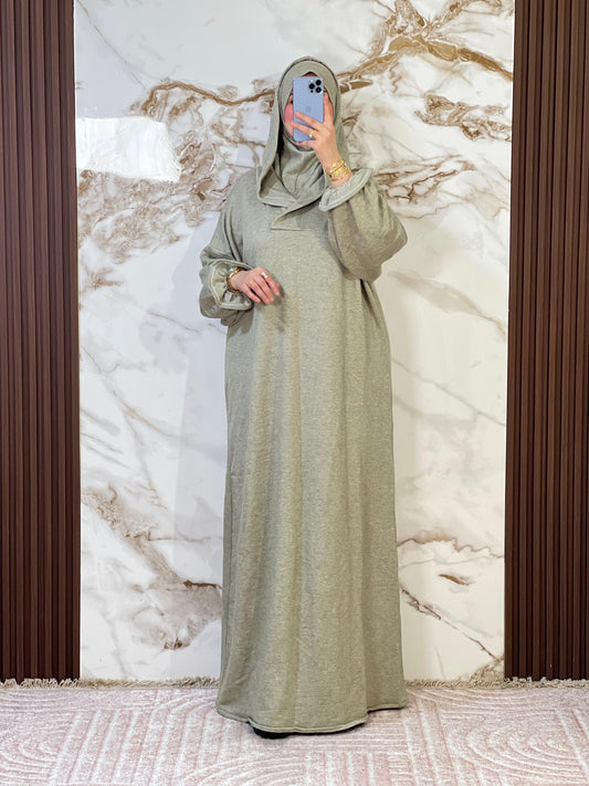 جلابة موبرة فاخرة فضفاضة مع فولار هدية - دفء واحتشام لرمضان والخروج اليومي