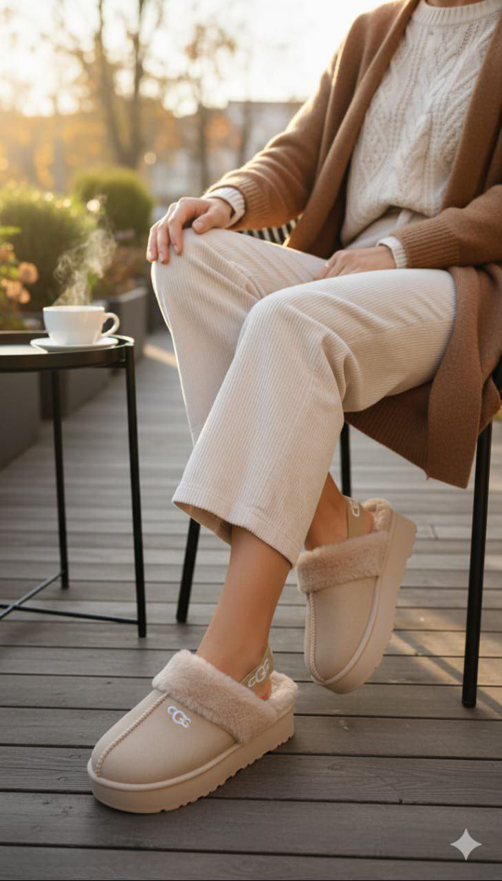 بانطوف شتوي بفرو ناعم وسول عالي للراحة داخل وخارج البيت