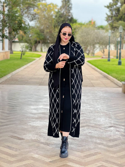 طقم طويل تركي مميز – قصّة مريحة ونقشة فاخرة تناسب كل المناسبات