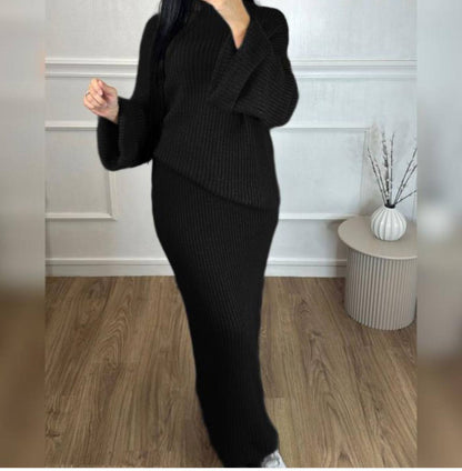 دفء وأناقة الشتاء بطقم محبوك عصري للمحجبات