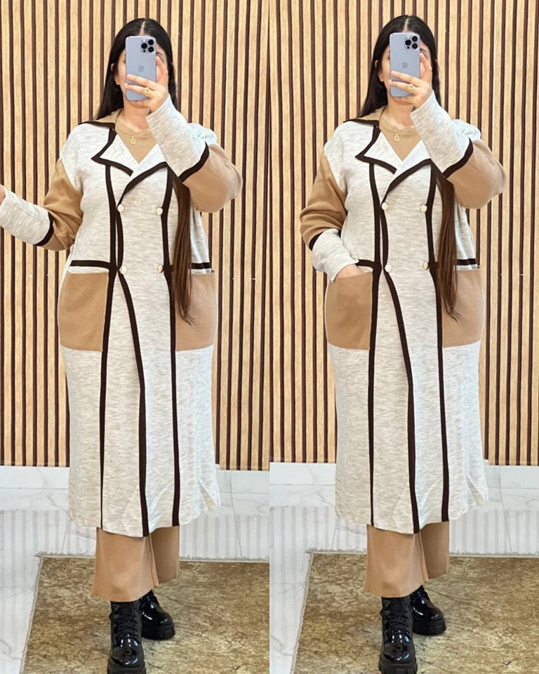 أنصومبل كارديغان طويل 3 بياس – ألوان متناسقة لكل إطلالة شتوية راقية