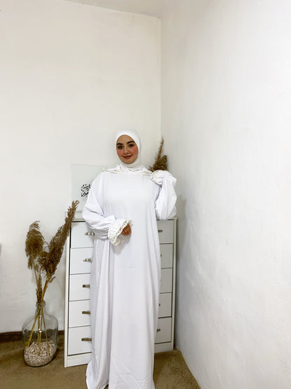 عباية صلاة كريب روزا ببوني مدمج ولمسة دانتيل فاخرة