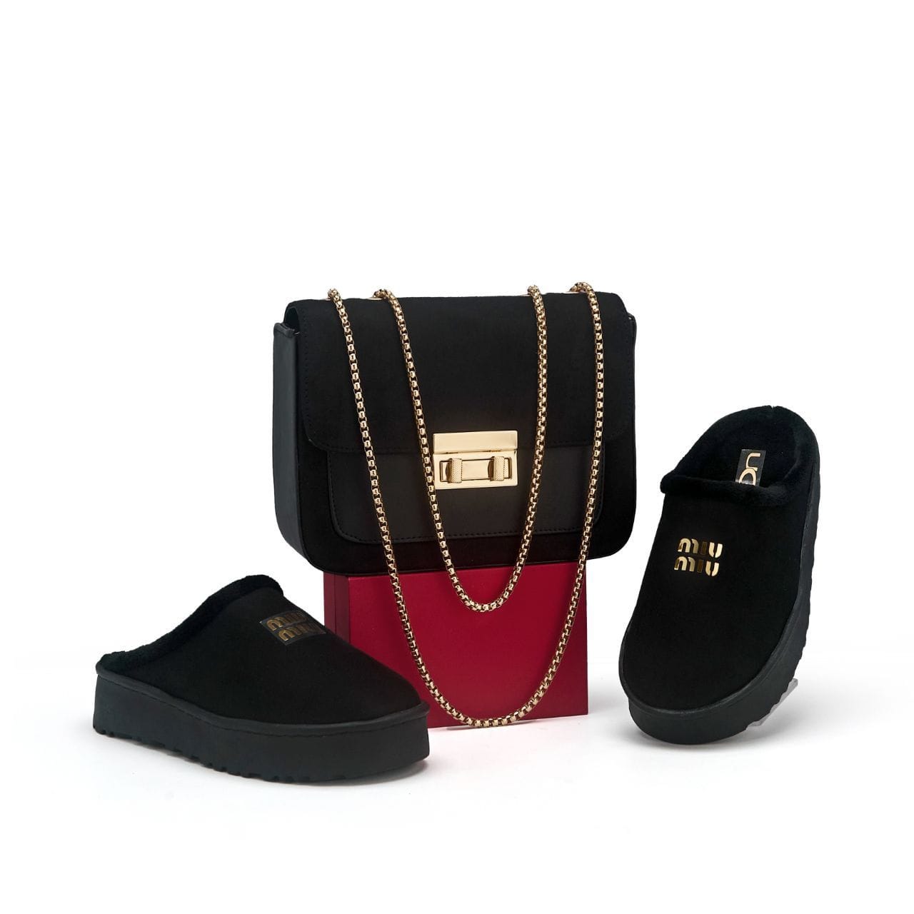 طقم حقيبة مع بانطوف شتوي دافئ – ألوان متعددة