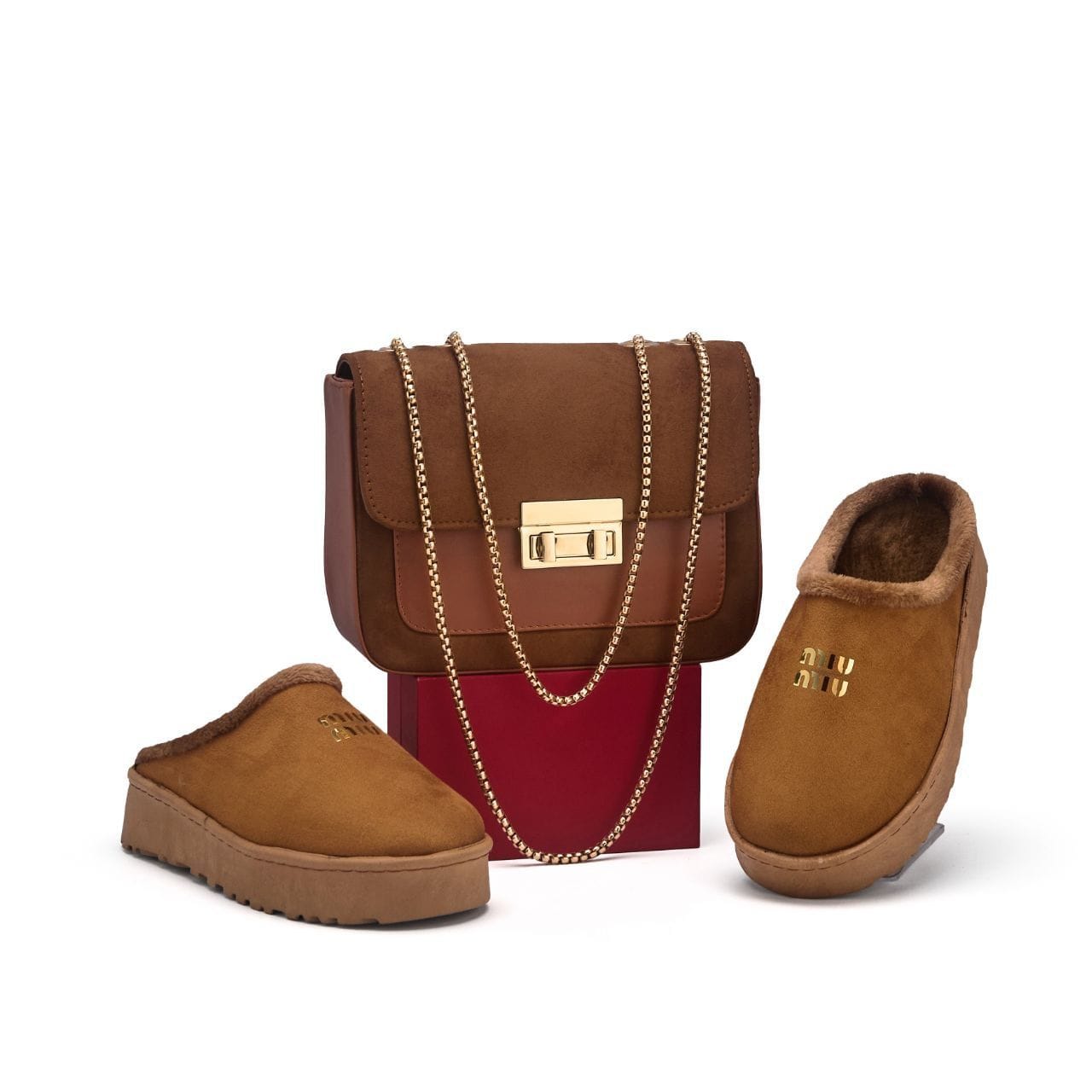 طقم حقيبة مع بانطوف شتوي دافئ – ألوان متعددة