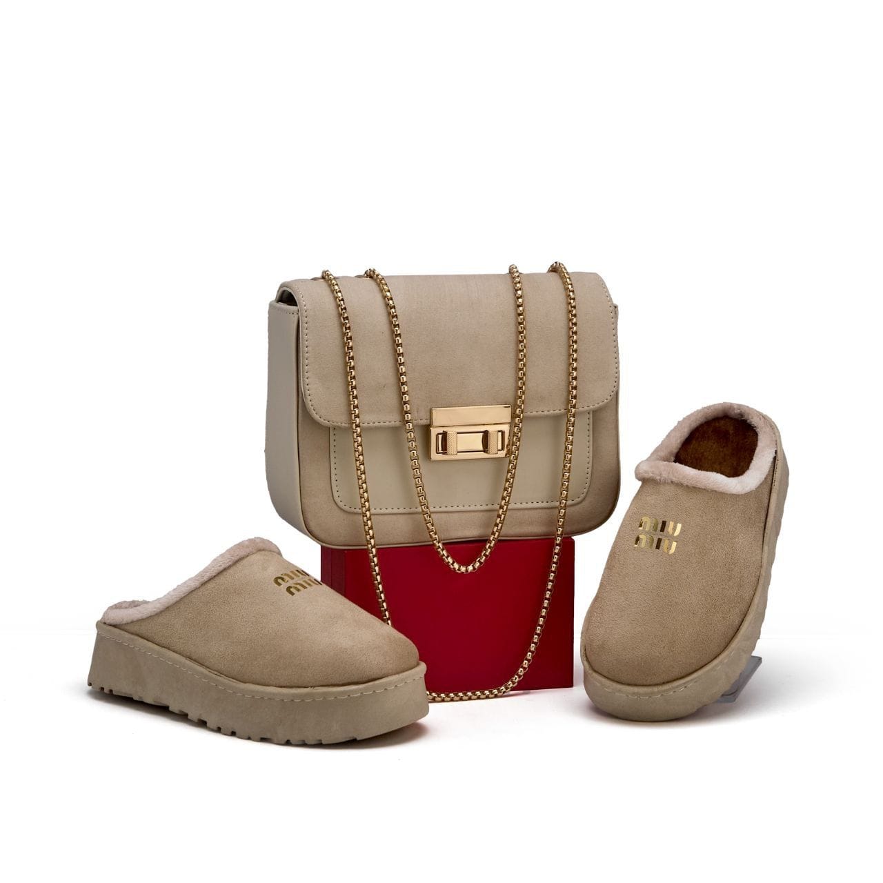 طقم حقيبة مع بانطوف شتوي دافئ – ألوان متعددة