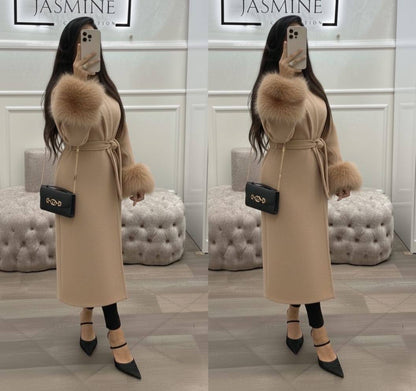 مونطو كاشمير فاخر بأكمام فورير – أناقة شتوية راقية