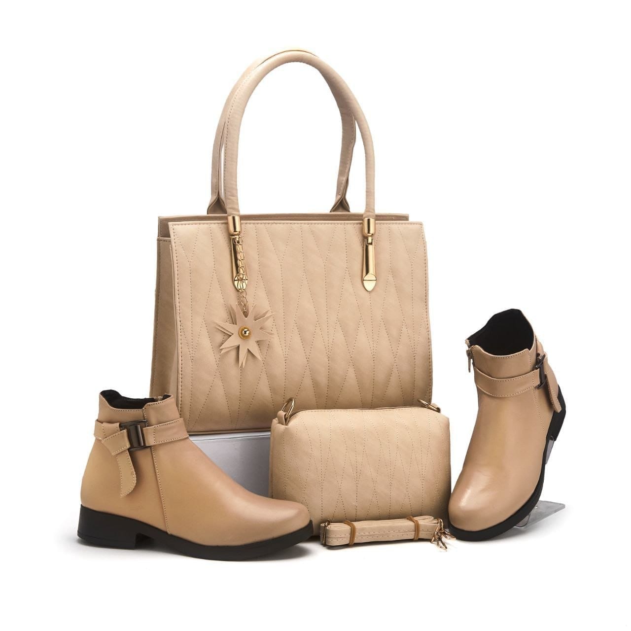 طقم حقيبة وبوت شتوي أنيق متناسق لإطلالة كاملة