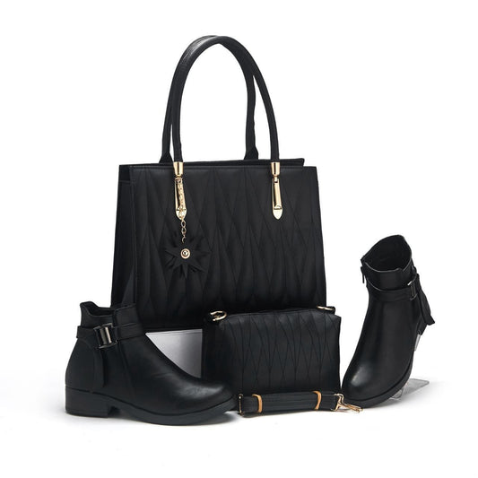 طقم حقيبة وبوت شتوي أنيق متناسق لإطلالة كاملة