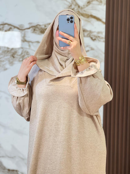 جلابة موبرة فاخرة فضفاضة مع فولار هدية - دفء واحتشام لرمضان والخروج اليومي