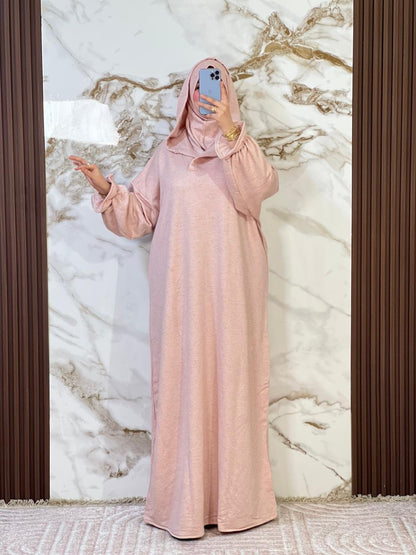 جلابة موبرة فاخرة فضفاضة مع فولار هدية - دفء واحتشام لرمضان والخروج اليومي