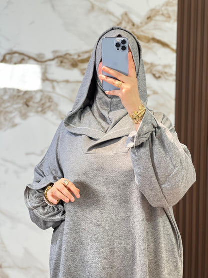 جلابة موبرة فاخرة فضفاضة مع فولار هدية - دفء واحتشام لرمضان والخروج اليومي