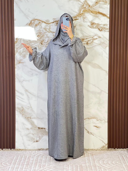 جلابة موبرة فاخرة فضفاضة مع فولار هدية - دفء واحتشام لرمضان والخروج اليومي