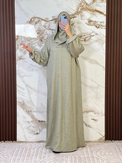 جلابة موبرة فاخرة فضفاضة مع فولار هدية - دفء واحتشام لرمضان والخروج اليومي