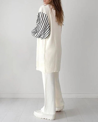 طقم&nbsp; تركي من قطعتين بأكمام مخططة – أناقة مريحة لكل الفصول