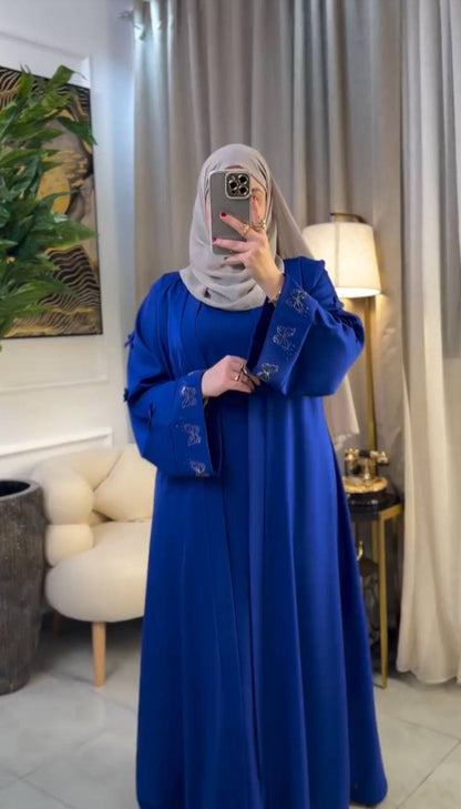 عباية روزا برميير قطعتين بألوان ملكية لإطلالة محتشمة وفاخرة