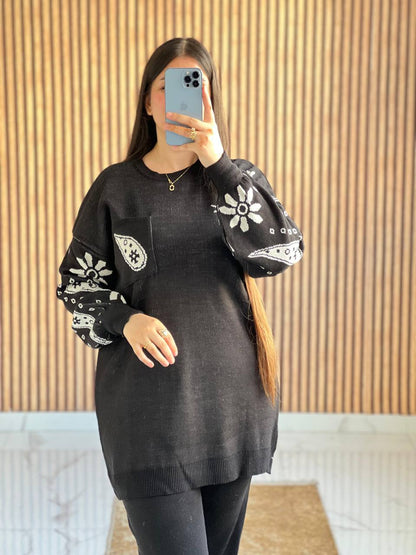 طقم تريكو تركي مكون من قطعتين – تصميم مريح بلمسات فنية راقية