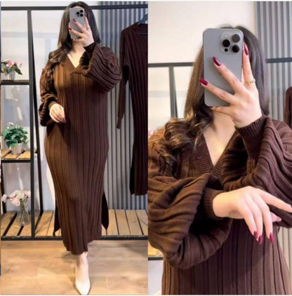 فستان تريكو تركي بألوان عصرية – قطعة أساسية في دولابك لمختلف الفصول